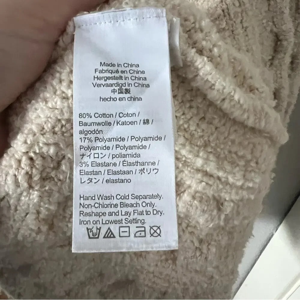J.Crew Cream Cotton-Blend Bouclé Cable-Knit Sweater
